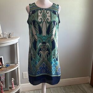 [Rose & Olive] Blue/White Boho Pattern Dress - Size 6 NWOT